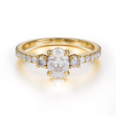 1 Carat Oval Cut Three Stone Moissanite Promise Ring Classic Wedding Ring