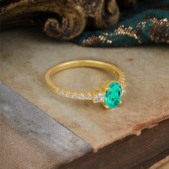 1 Carat Oval Cut Three Stone Emerald Promise Ring Classic Wedding Ring