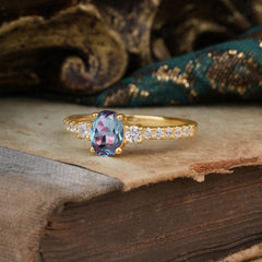 1 Carat Oval Cut 4 Prong Three Stone Alexandrite Promise Ring Classic Wedding Ring