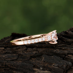 Heart Shaped Moissanite Promise Ring Unique Three Stone Engagement Ring