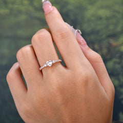 Heart Shaped Moissanite Promise Ring Unique Three Stone Engagement Ring