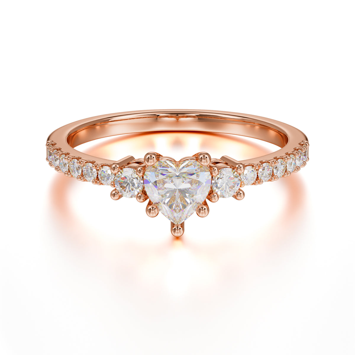 Heart Shaped Moissanite Promise Ring Unique Three Stone Engagement Ring