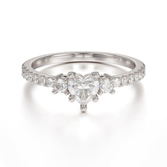 Heart Shaped Moissanite Promise Ring Unique Three Stone Engagement Ring
