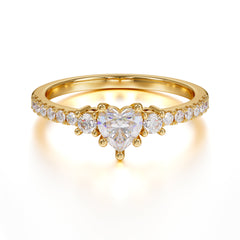 Heart Shaped Moissanite Promise Ring Unique Three Stone Engagement Ring