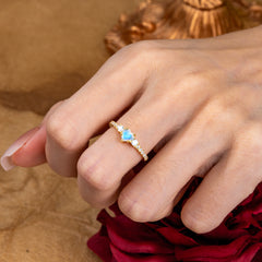 3 Prong Heart Shaped Moonstone Promise Ring Unique Three Stone Engagement Ring