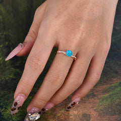 Classic Round Cut Turquoise Engagement Ring with Twisted Band