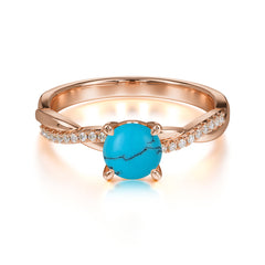 Classic Round Cut Turquoise Engagement Ring with Twisted Band