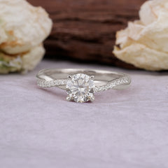 Classic Round Cut Moissanite Engagement Ring with Twisted Band