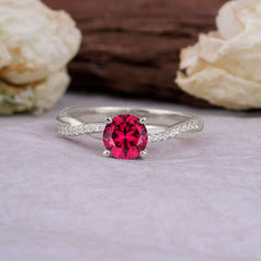 Classic Round Cut Ruby Engagement Ring with Twisted Band
