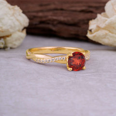 Classic Round Cut Garnet Engagement Ring with Twisted Band