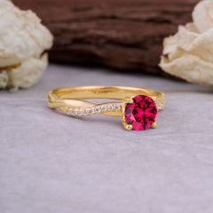 Classic Round Cut Ruby Engagement Ring with Twisted Band