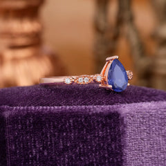 Pear Shaped Vintage Tanzanite Engagement Ring Beaded Promise Ring