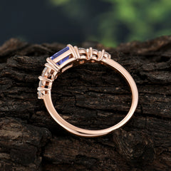1 Carat Emerald Cut Tanzanite Engagement Ring Side Stone Promise Ring