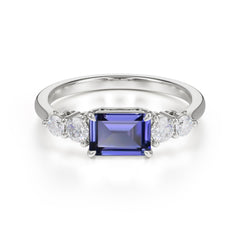 1 Carat Emerald Cut Tanzanite Engagement Ring Side Stone Promise Ring
