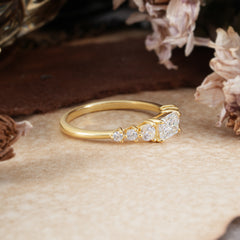 1 Carat Emerald Cut Moissanite Engagement Ring Side Stone Promise Ring