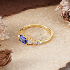 1 Carat Emerald Cut Tanzanite Engagement Ring Side Stone Promise Ring