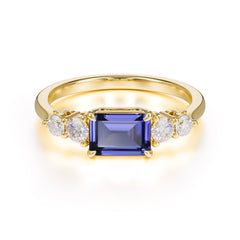 1 Carat Emerald Cut Tanzanite Engagement Ring Side Stone Promise Ring