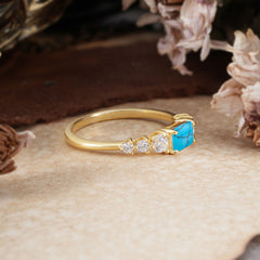 1 Carat Emerald Cut Turquoise Engagement Ring Side Stone Promise Ring