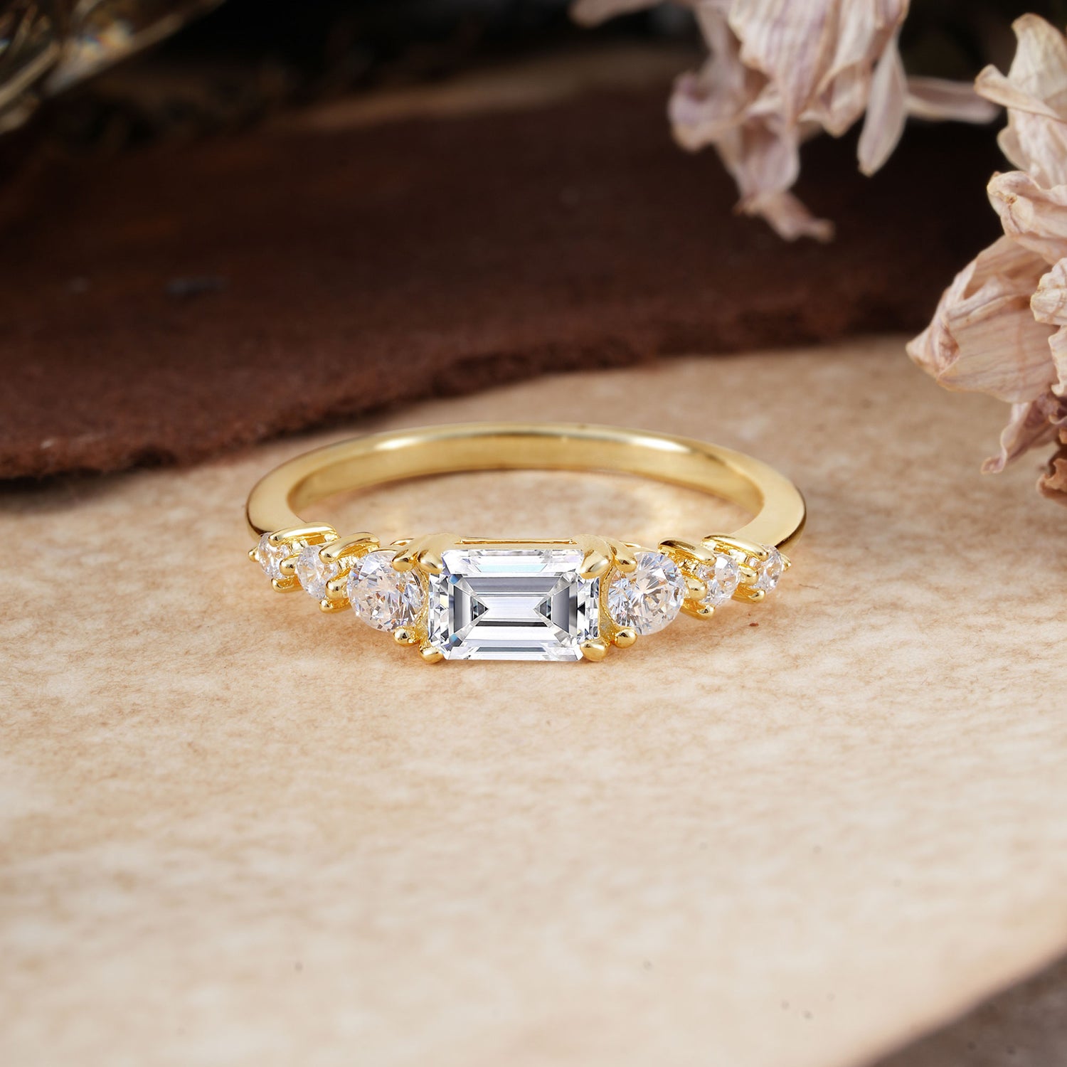 1 Carat Emerald Cut Lab Diamond Engagement Ring