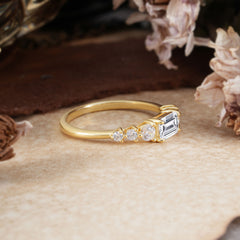 1 Carat Emerald Cut Lab Diamond Engagement Ring Side Stone Promise Ring