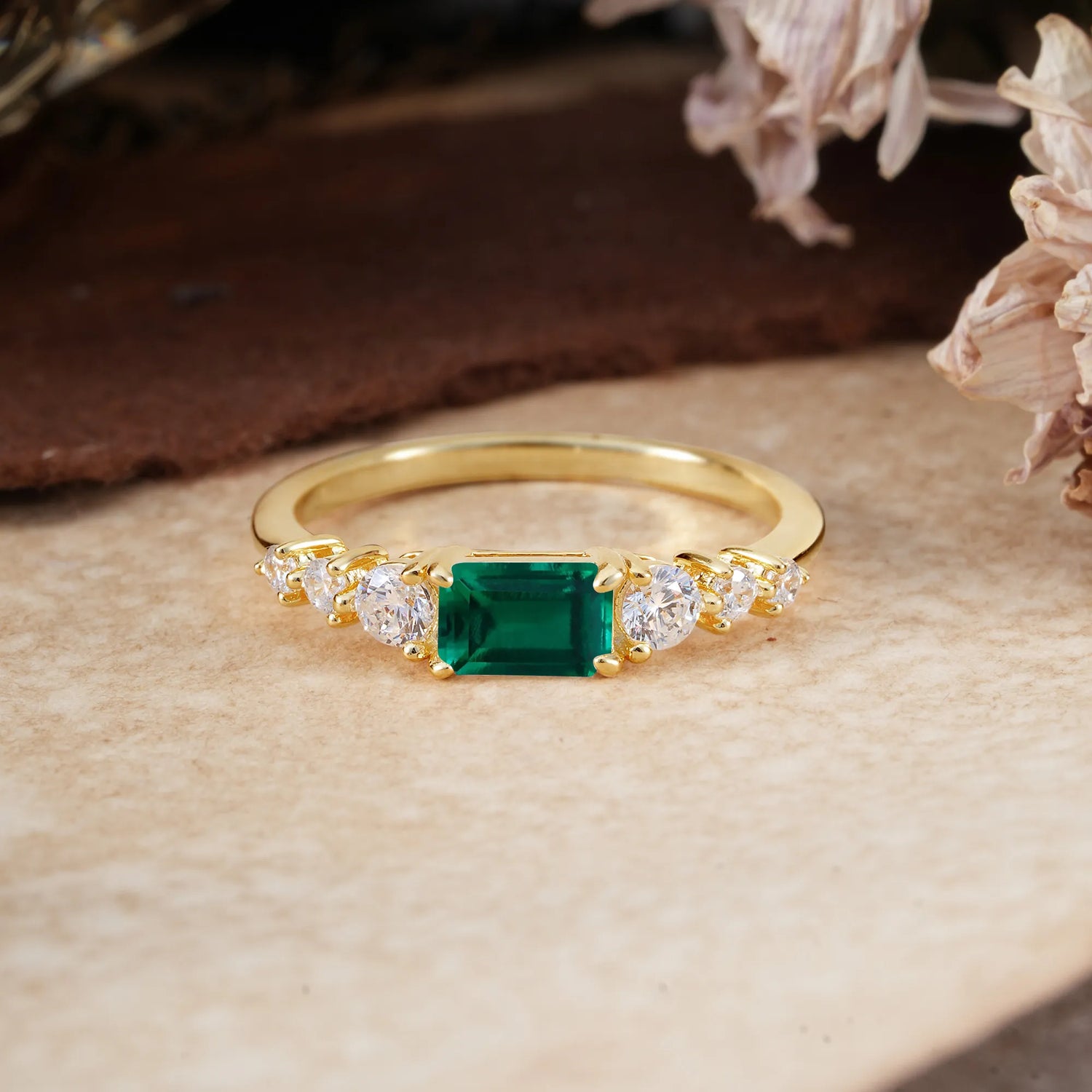1 Carat Emerald Cut Emerald Engagement Ring