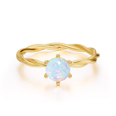 Round Cut Opal Timeless Solitaire Engagement Ring with Twisted Band