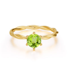 Round Cut Peridot Timeless Solitaire Engagement Ring with Twisted Band