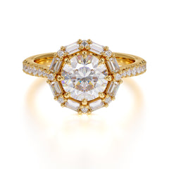 1.5 Carat Round Cut Halo Cluster Moissanite Wedding Ring Pave Flower Promise Ring