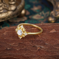 1 Carat Oval Cut Vintage Cluster Moissanite Engagement Ring