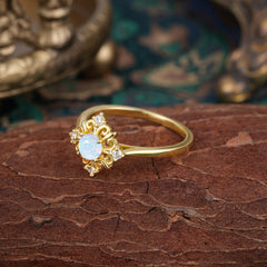 1 Carat Oval Cut Vintage Cluster Opal Engagement Ring