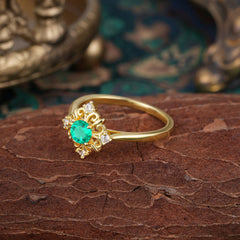 1 Carat Oval Cut Vintage Cluster Emerald Engagement Ring