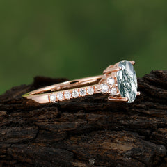 1.5 Carat Oval Cut Moss Agate Engagement Ring Anniversary Gift