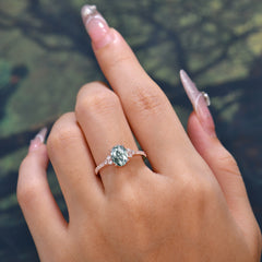 1.5 Carat Oval Cut Moss Agate Engagement Ring Anniversary Gift