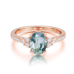1.5 Carat Oval Cut Moss Agate Engagement Ring Anniversary Gift