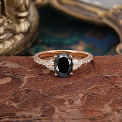 1.5 Carat Oval Cut Black Onyx Engagement Ring Anniversary Gift