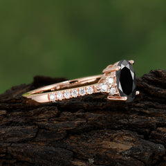 1.5 Carat Oval Cut Black Onyx Engagement Ring Anniversary Gift