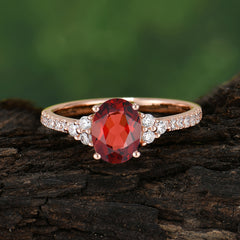 1.5 Carat Oval Cut Garnet Engagement Ring Anniversary Gift