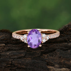 1.5 Carat Oval Cut Amethyst Engagement Ring Anniversary Gift
