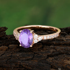 1.5 Carat Oval Cut Amethyst Engagement Ring Anniversary Gift