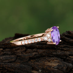 1.5 Carat Oval Cut Amethyst Engagement Ring Anniversary Gift