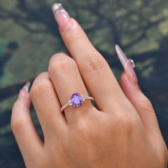 1.5 Carat Oval Cut Amethyst Engagement Ring Anniversary Gift