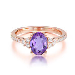 1.5 Carat Oval Cut Amethyst Engagement Ring Anniversary Gift