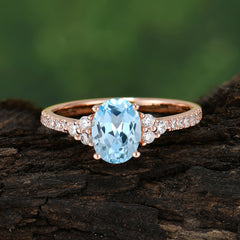 1.5 Carat Oval Cut Aquamarine Engagement Ring Anniversary Gift