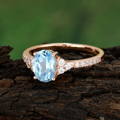 1.5 Carat Oval Cut Aquamarine Engagement Ring Anniversary Gift