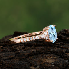 1.5 Carat Oval Cut Aquamarine Engagement Ring Anniversary Gift