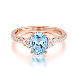 1.5 Carat Oval Cut Aquamarine Engagement Ring Anniversary Gift
