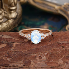 1.5 Carat Classic Vintage 4-Prong Oval Cut Moonstone Engagement Ring Anniversary Gift