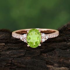 1.5 Carat Oval Cut Peridot Engagement Ring Anniversary Gift