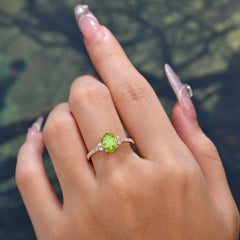 1.5 Carat Oval Cut Peridot Engagement Ring Anniversary Gift