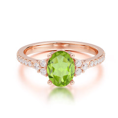1.5 Carat Oval Cut Peridot Engagement Ring Anniversary Gift